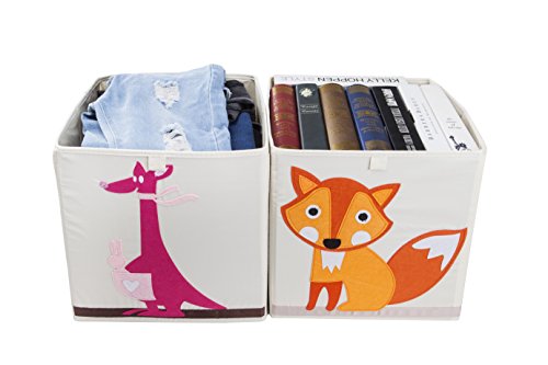 Murtoo Toy Bin Foldable Storage Cube Box Eco Friendly Fabric Toy Storage Cubes Organizer for Kids Toy Chest, 11 Inch (Fox)