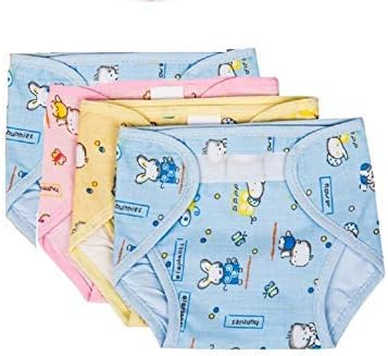 PEUBUD ® Outside Printed Soft Cotton Inside Non-Toxic PVC Plastic Waterproof U Nappy/Diaper/Langot (Pack of 4, 0-3…
