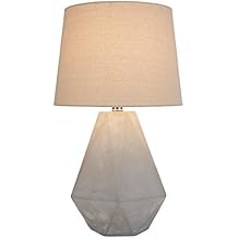 Rivet Diamond Cut Concrete Table Lamp, 20" H, with Bulb, Nickel Finish