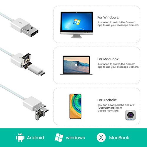 3.5mm USB Otoscope Ear Scope Camera - WETDCQ Waterproof HD Visual Ear Endoscope Ear Camera with Earwax Cleaning Tool, 6 Adjustable LED Lights and 3-in-1 Connector for Android and Windows