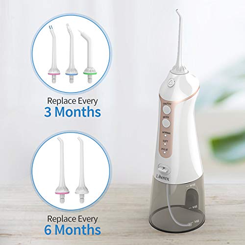 Liberex Water Flosser Replacement Tips Set for Cordless Oral Irrigator FC159, Orthodontic Tip Periodontal Tip Dental Plaque Tip High Pressure Tips, IPX7 Waterproof, 360° Rotation, 5 Pack - Thumbnail 6