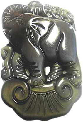 Natural Green Eye Obsidian Asia Elephant Charm Good Luck Pendant Necklace