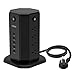 Surge Protector Tower Flat Plug, NTONPOWER 8 Outlets 5 USB Desktop Charging Station with Individual Switches, 6 FT Power Strip Extension Cord, 13A Circuit Breaker for Home Office Dorm Essential