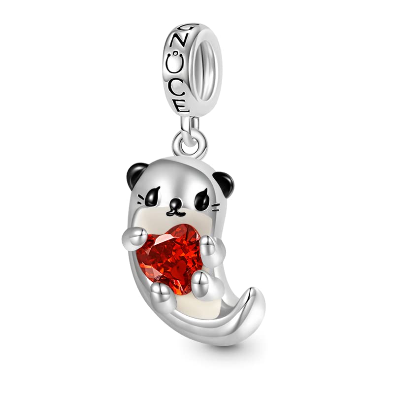 GNOCE Lovely Otter Pendant Charms for Bracelet 925 Sterling Silver Embraces Heart Gem Dangle Charm for Women Fit Bracelets at Amazon