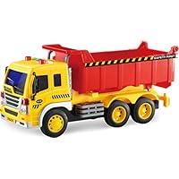 Memtes Friction Powered Dump Truck Toy with Lights and Sound for Kids