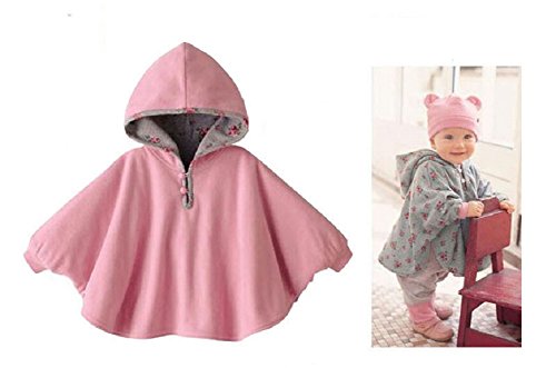 Winter Warm Double-side Wear Hood Cape Poncho Coat for toddler baby Girs Boys