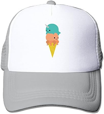 Trucker Narwhal Octopus Ice Cream Adjustable Mesh Back Baseball Cap Ash