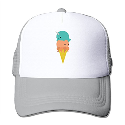 Trucker Narwhal Octopus Ice Cream Adjustable Mesh Back Baseball Cap Ash