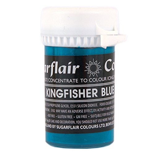 Click Here to See More Images 20 x Sugarflair KINGFISHER BLUE Pastel Edible Food Cake Icing Colour Paste 25g