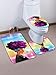 AO BLARE Traditional Purple Hair African Black Women Bath Mat 3 Piece Set Soft Flannel Cloth Washable Toilet Seat Covers Toilet Lid Covers Cushions Pads Skidproof Bath Mat (Purple1)