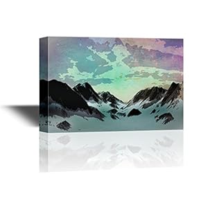 Canvas Wall Art - Abstract Landscape with Mountains Covered by Snow - Gallery Wrap Modern Home Art | Ready to Hang - 12x18 inches