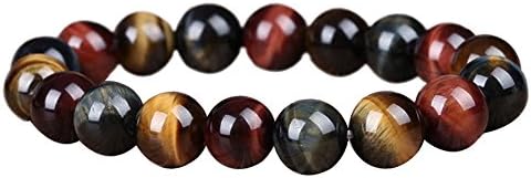 HotVally Jewelry Mens Natural Obsidian Bracelet, Tiger Eye 16mm Beads Bracelets Meditation Good Fortune Brangle Bracelets (16mm Beads)