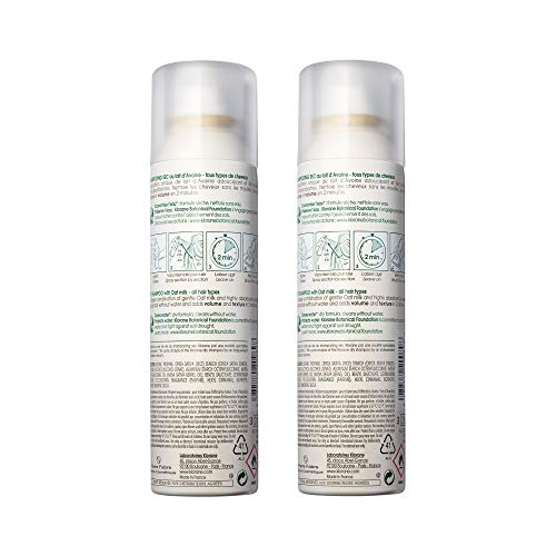 Klorane Dry Shampoo with Oat Milk, Ultra-Gentle, All Hair Types, No White Residue, Paraben & Sulfate-Free, Duo Set