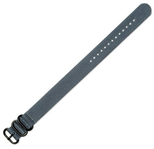 20mm Military RAF Style Ballistic Nylon Watch Band - Grey w/ Black PVD Buckle