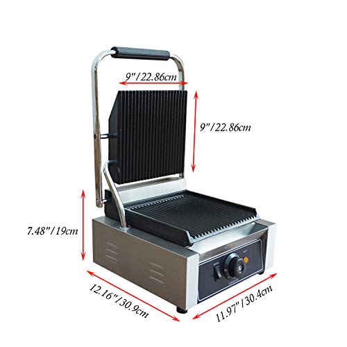 Proshopping 1800W Commercial Electric Sandwich Press Grill, Large Stainless Steel Panini Maker, Non Stick Panini Press Griddle Machine, Grooved Plates, 110V - for Paninis, Hamburgers, Steaks, Bacons
