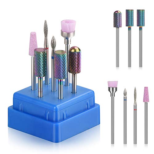 Bulex 7pcs Nail Drill Bits for Acrylic Nails, Professional Tungsten Carbide 3/32 Little Nail Drill Bit Set for Gel Nails Cuticles - Thumbnail 7