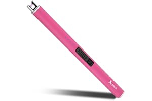SUPRUS Fluorescent Lighter Glows in The Dark Electric Lighter Candle Lighter Rechargeable USB Arc lighters with Safety Lock Windproof Flameless Plasma for Candle BBQ Camping (Pink)