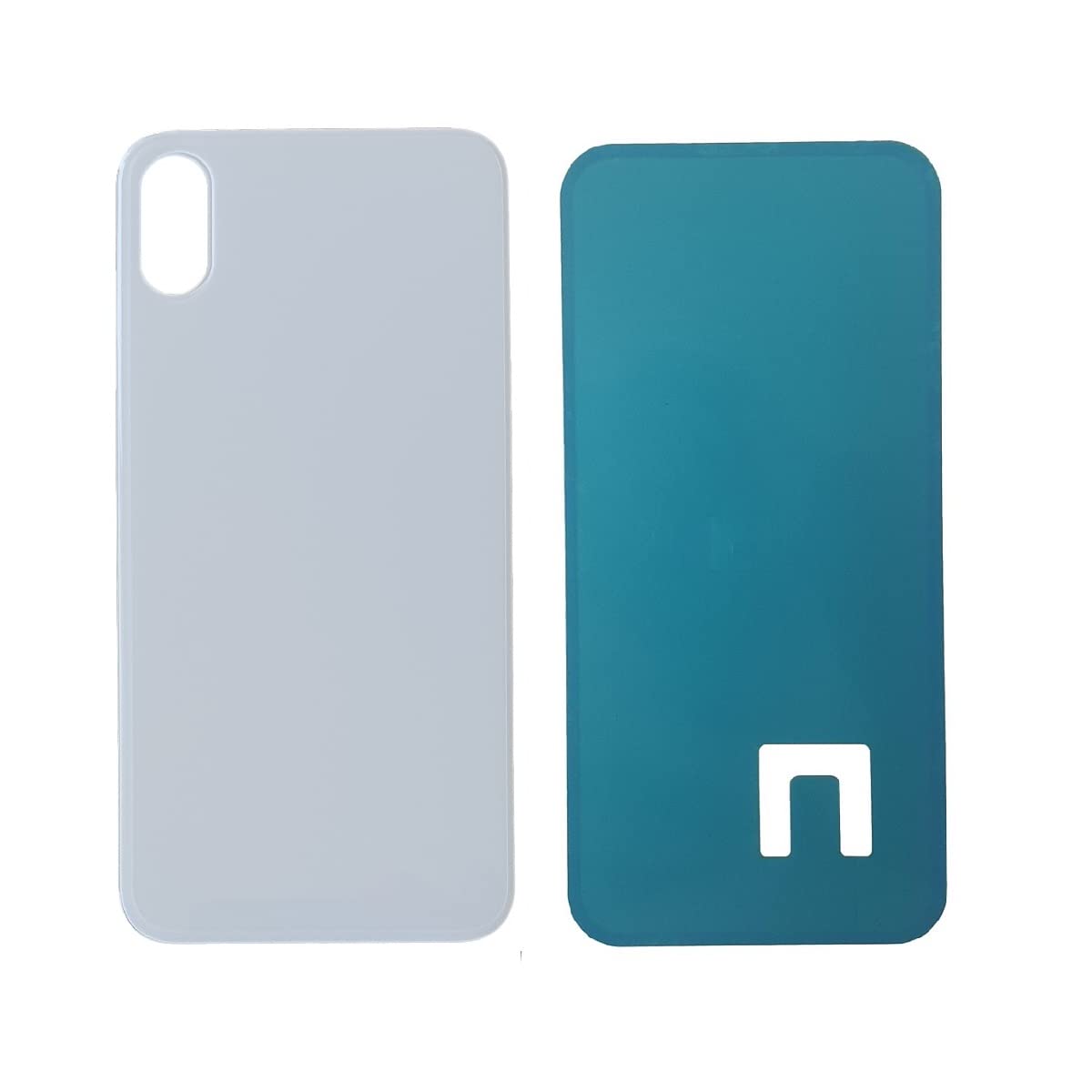 DHLK® Rear Housing Glass compatible with iPhone XS - Back Glass Big Hole (SILVER)