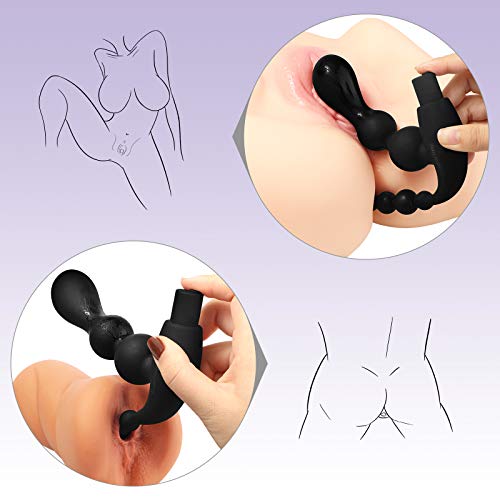 Vibrating Anal Beads Butt Plug, G-spot Clitoris Prostate Vibration, Simultaneous Stimulation Vagina and Anus, Anal Vibrator Sex Toy for Men, Women, Couples