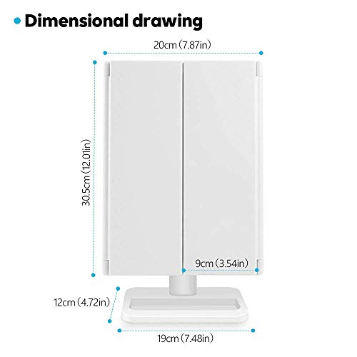 image for AOFU Light cosmetic mirror, portable travel toilet glass, 24 LED and a