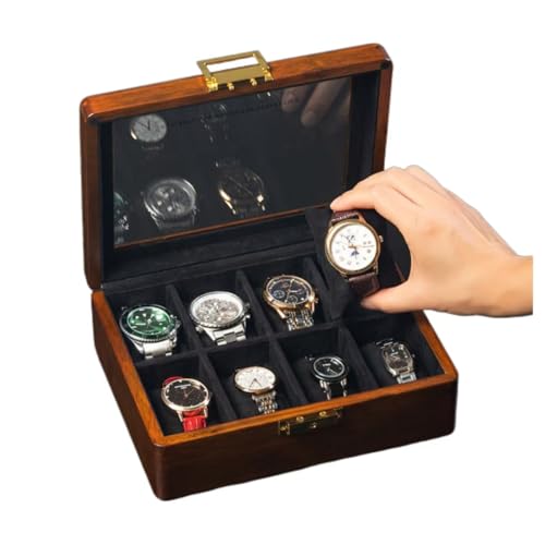 Solid Wood Watch Box 8 Slots With Glass Lid Walnut Collection Case For Men Women Luxury Wooden Display Organizer Storage Holder