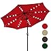 Yeshom 9' Outdoor Solar Powered LED Umbrella 8 Ribs w/32 Lights Patio Garden Market Umbrella Tilt and Crank UV30 Red