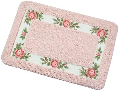 Licheng Microfiber Rectangle Rose Flower Shaggy Non Slid Absorbent Kitchen Area Rugs (18inch by 30inch, pink)