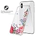 Casetego Compatible iPhone Xs Max Case,Clear Soft Flexible TPU Case Rubber Silicone Skin with Flowers Floral Printed Back Cover for Apple iPhone Xs Max 6.5 inch 2018,Pink Red Flower