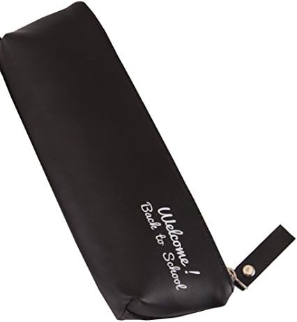 Hflove Schoolgirl Pen Bag Pu Leather Pencil Bags Teen Girls Pencil Case Bag (Black)