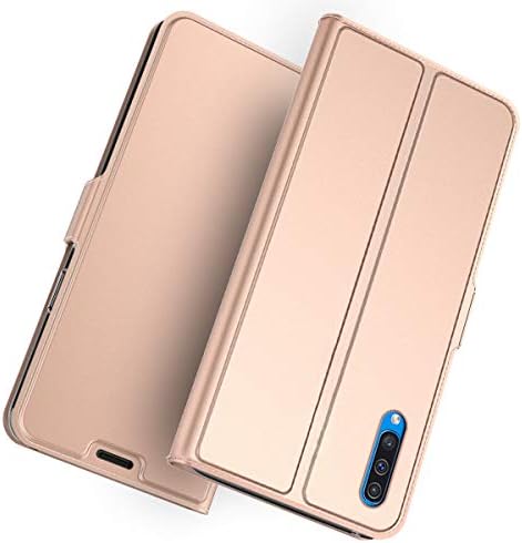 Fusutonus Leather Case compatible with Samsung Galaxy A50, Wallet Leather Flip Case Cover with Stand Function Shockproof Bumper Cover Leather Card Case with Card Slots for Galaxy A50,Rose Gold