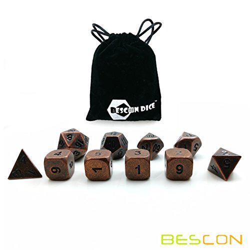 image for BESCON DICE Bescon 10pcs Set Antique Copper Solid Metal Polyhedral D&D