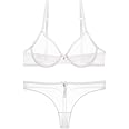 Varsbaby Women's See Through Sheer Mesh Unlined Underwire Everyday Bra and Panties