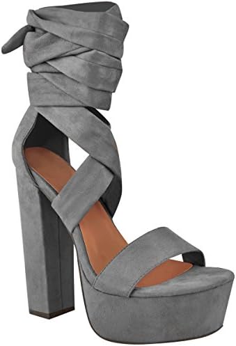 Fashion Thirsty Womens Lace Up High Block Heels Platforms Sandals Ankle Tie Party Shoes Size