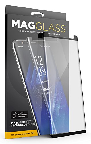 [Case Compatible] Galaxy S9 Plus Tempered Glass Screen Protector, MagGlass (XT90 Scratchproof/Shatterproof) Reinforced Screen Guard w/Pixel Grid Technology (Includes Precision applicator)