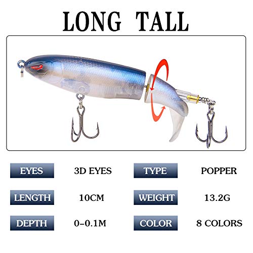 Aneew 8 x Topwater Popper Barsch Angelköder schwimmend Swimbaits Forelle Hecht Lachs Zander Künstliche Spinner Köder 360… – Bild 8