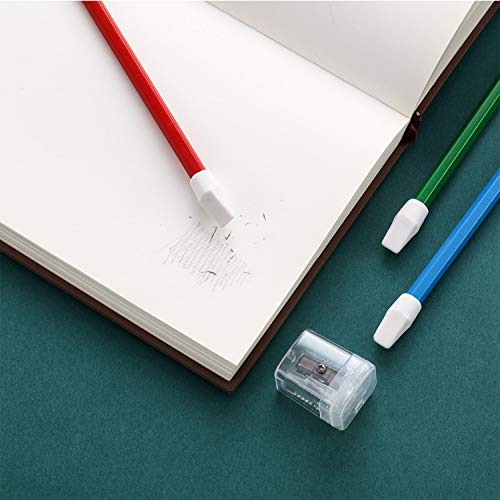 50 Pieces Pencil Top Erasers Cap Erasers and A Pencil Sharpener (White