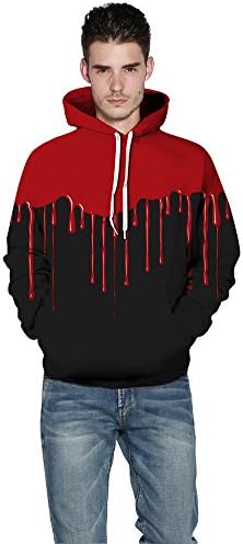 Hoodie, MagiQK Halloween Punk Sweatshirts, Funny 3D Printing Street Snap Lover's Hoody, RED BLODD Pullover (L/XL, Men)
