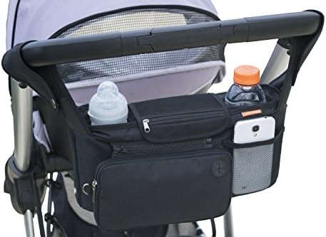Original ONETWOBE Stroller Organizer – Universal fit, Insulated Cup Holders, Detachable Pockets, Shoulder Strap. Large Storage Space for Diapers, Toys, Sippy Cups and More.