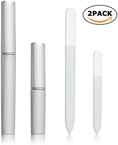 Ameauty Professional Crystal Glass Fingernail File，Washable and Double Sided with Protective Travel Case, Large and Small Suit (3.5” &amp; 5.5”) Convenient for Separate Use of Hands and Feet