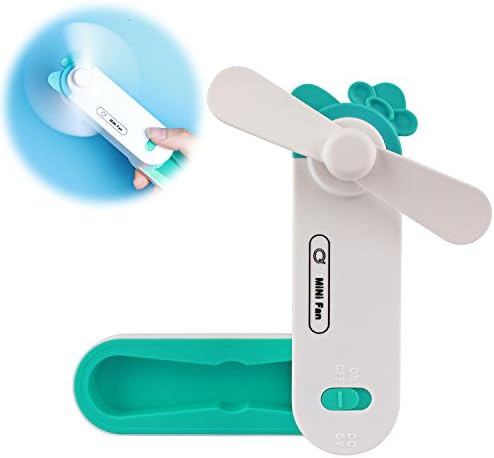 Handheld Pocket Fan, Portable Rechargeable Personal Fan Folding USB & Battery Powered for Travel Outdoor Home (Blue)