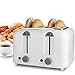 Bonsaii T869 Stylish 4-Slice Toaster with 6 Temperature Control; Cancel Button and Easy Clean Removable Crumb Tray, White