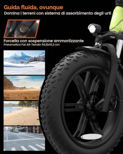 F20pro 4.0 Fat E Bike è una bicicletta elettrica da 250W con batteria da 48V freni idraulici funzione APP Città bici elettriche uomini e donne (F20PRO 20AH Nero)