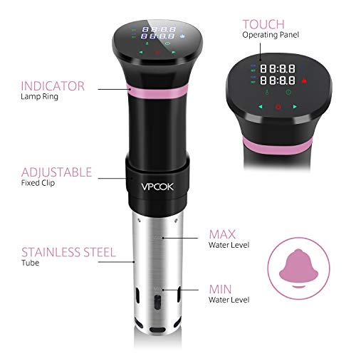 VPCOK-Sous-Vide-Cooker-Accurate-Immersion-Cooker-Control-Temperature-and-Timer-1000-Watts-100-120V-Sous-Vide-Cookbook-Included
