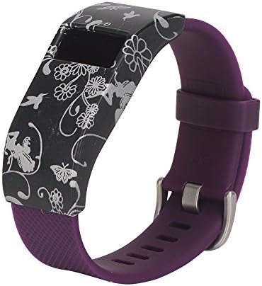 YoYaFe Band Cover for Fitbit Charge/Fitbit Charge HR Case Cover Slim Designer Sleeve Protector accessories (Black Flower)