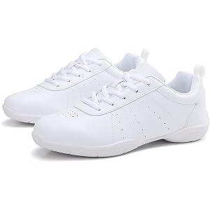 ZHNSHM Girls Women White Cheerleading Shoes Low Top Lightweight Breathable Cheer Sneakers for Youth Adult Competition Trainin