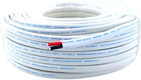 14 Gauge (American Wire Ga) Tinned Oxygen Free Copper Red Black Duplex Sheathed Marine Boat Wire. | Cable Length: 50 FT (Also Available in 100 FT roll)