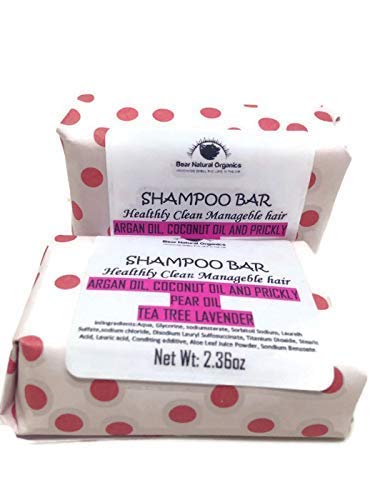 BearNaturalOrganics | All Natural Eco-Friendly Solid Shampoo Bar for Normal-Dry or Frizzy Hair, Frizz or Clurly & All hair types With Argan Oil, Coconut Oil and Prickly Pear Oil 2.20oz Chemical free