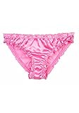 Narasilk Women's 100% Satin Silk, Irresistible Frill Brief, Panties Intimates XXL Pink
