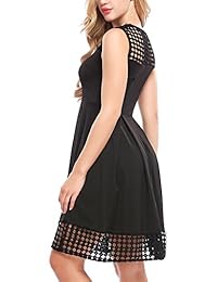 ACEVOG Vestido de mujer a-line sin mangas plisado Flare hueca cóctel vestido de fiesta