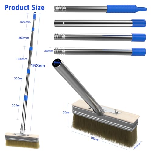 Deck Paint Brush With 55" Long Handle and 2 Pcs7.1"Paint Brush Heads,Decking Large Deck Stain Applicator for Walls,Woodfloors,Woodstains,Decking Paints,Decking Stains,Fence Wall Furniture